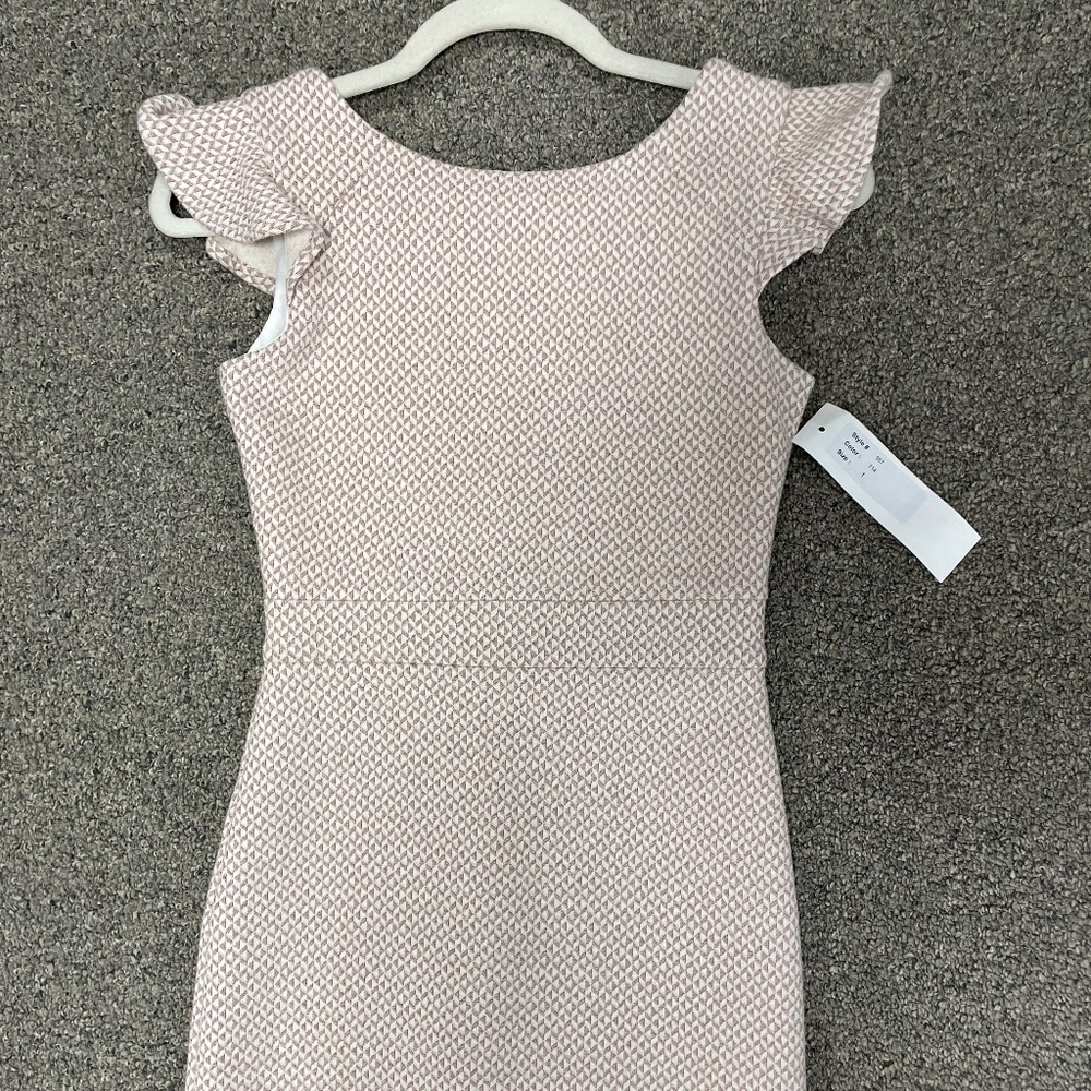 NWT BD Junior Style 357 Color 714 Size 1 Rose Gold Flutter Sleeve Sheath